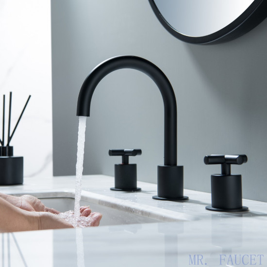 MR. FAUCET 2 Cross-handles Widespread Bathroom Sink Faucet With Drain Assembly k0081 MR. FAUCET 2 Cross-handles Widespread Bathroom Sink Faucet With Drain Assembly k0081