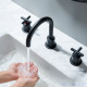 MR. FAUCET 2 Cross-handles Widespread Bathroom Sink Faucet With Drain Assembly k0081 MR. FAUCET 2 Cross-handles Widespread Bathroom Sink Faucet With Drain Assembly k0081