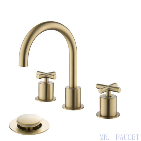 MR. FAUCET 2 Cross-handles Widespread Bathroom Sink Faucet With Drain Assembly k0081 MR. FAUCET 2 Cross-handles Widespread Bathroom Sink Faucet With Drain Assembly k0081