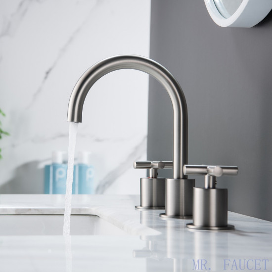 MR. FAUCET 2 Cross-handles Widespread Bathroom Sink Faucet With Drain Assembly k0081 MR. FAUCET 2 Cross-handles Widespread Bathroom Sink Faucet With Drain Assembly k0081