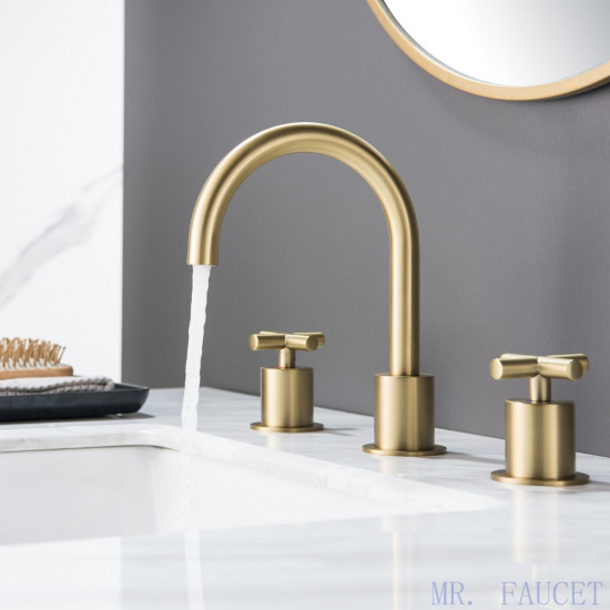 MR. FAUCET 2 Cross-handles Widespread Bathroom Sink Faucet With Drain Assembly k0081 MR. FAUCET 2 Cross-handles Widespread Bathroom Sink Faucet With Drain Assembly k0081