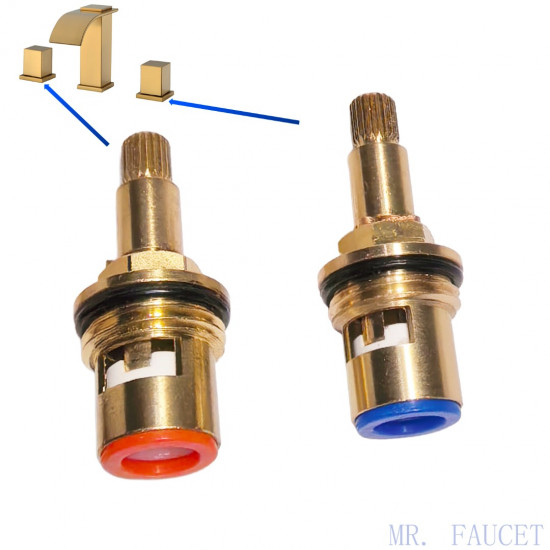 1 pair (hot and cold side)of Brass faucet cartridges for the 2-handle Waterfall Widespread Bathroom Sink Faucet F08